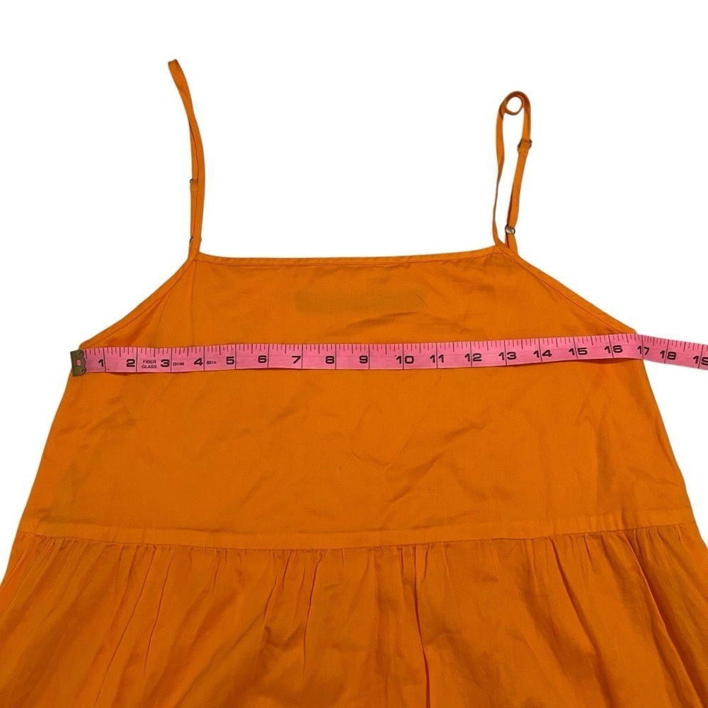Enza Costa Cool Cotton Tiered Dress Papaya Orange Midi Size Small $268 - Picture 9 of 12